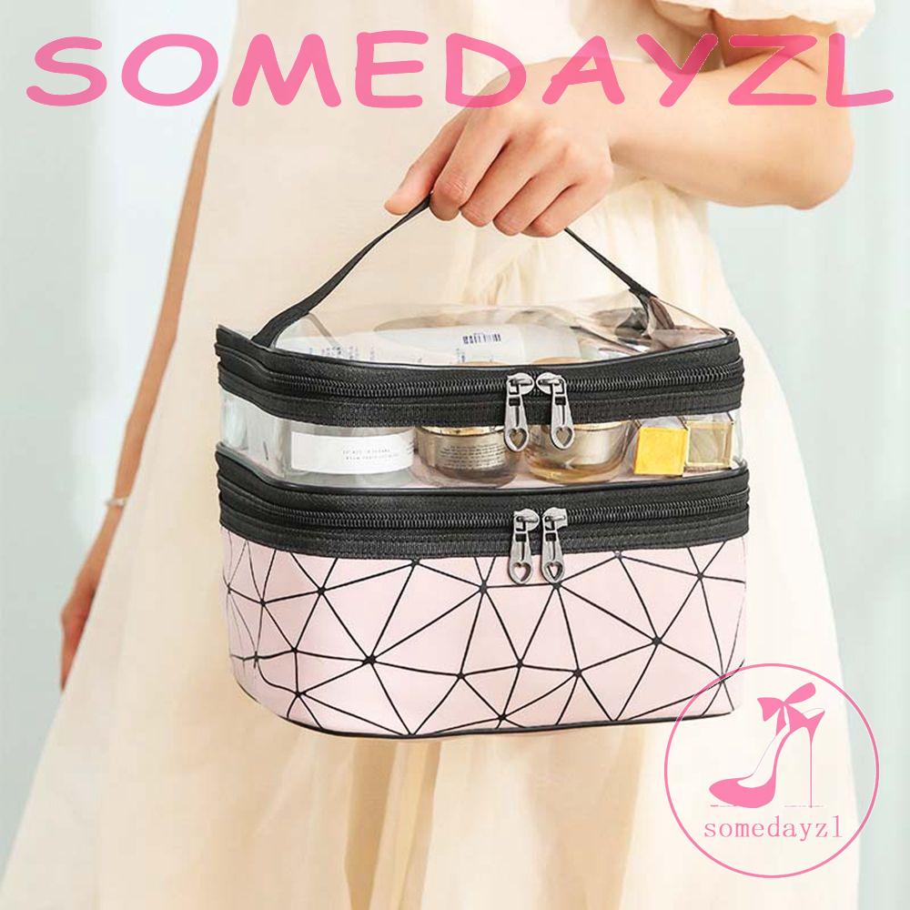 Túi Đựng Mỹ Phẩm Bằng PU Hai Lớp Trong Suốt Tiện Dụng