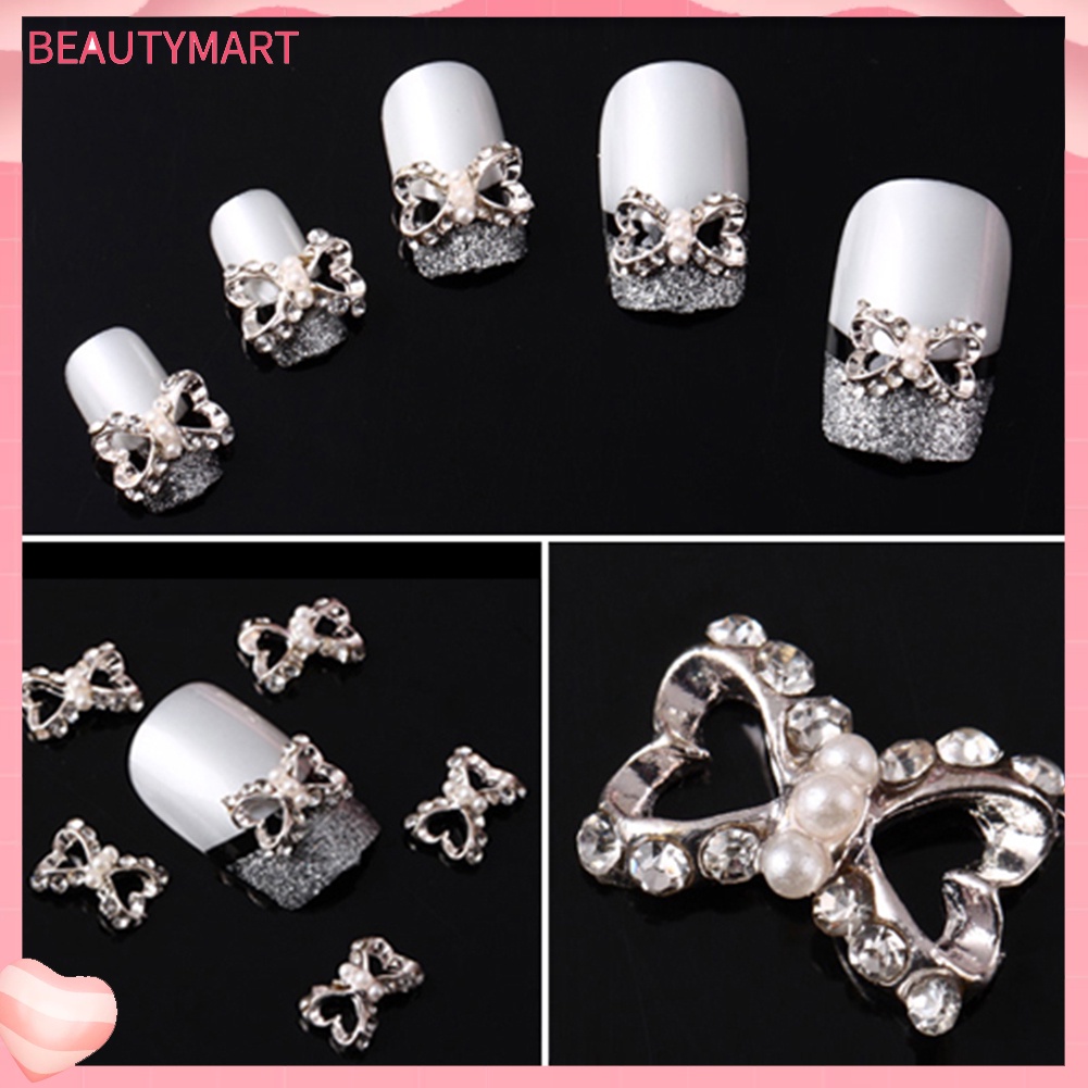 Bộ 10 Miếng Dán Trang Trí Móng Tay Hình Nơ Đính Đá Lấp Lánh DIY