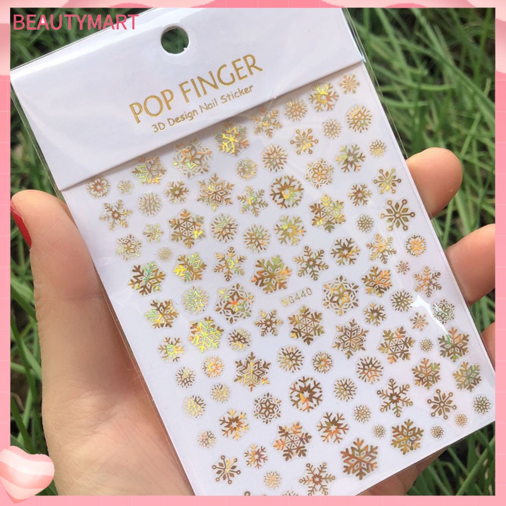 1 Tấm Sticker Phát Quang Tự Dính Họa Tiết Bông Tuyết Giáng Sinh 3D Trang Trí Móng Nghệ Thuật