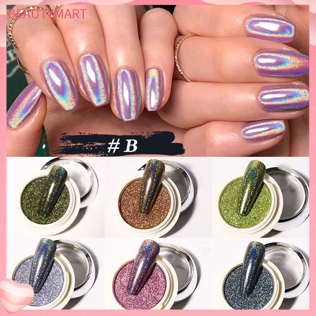 Set 6 Bột Tráng Gương Mạ Điện Dùng Để Trang Trí Móng Nghệ Thuật