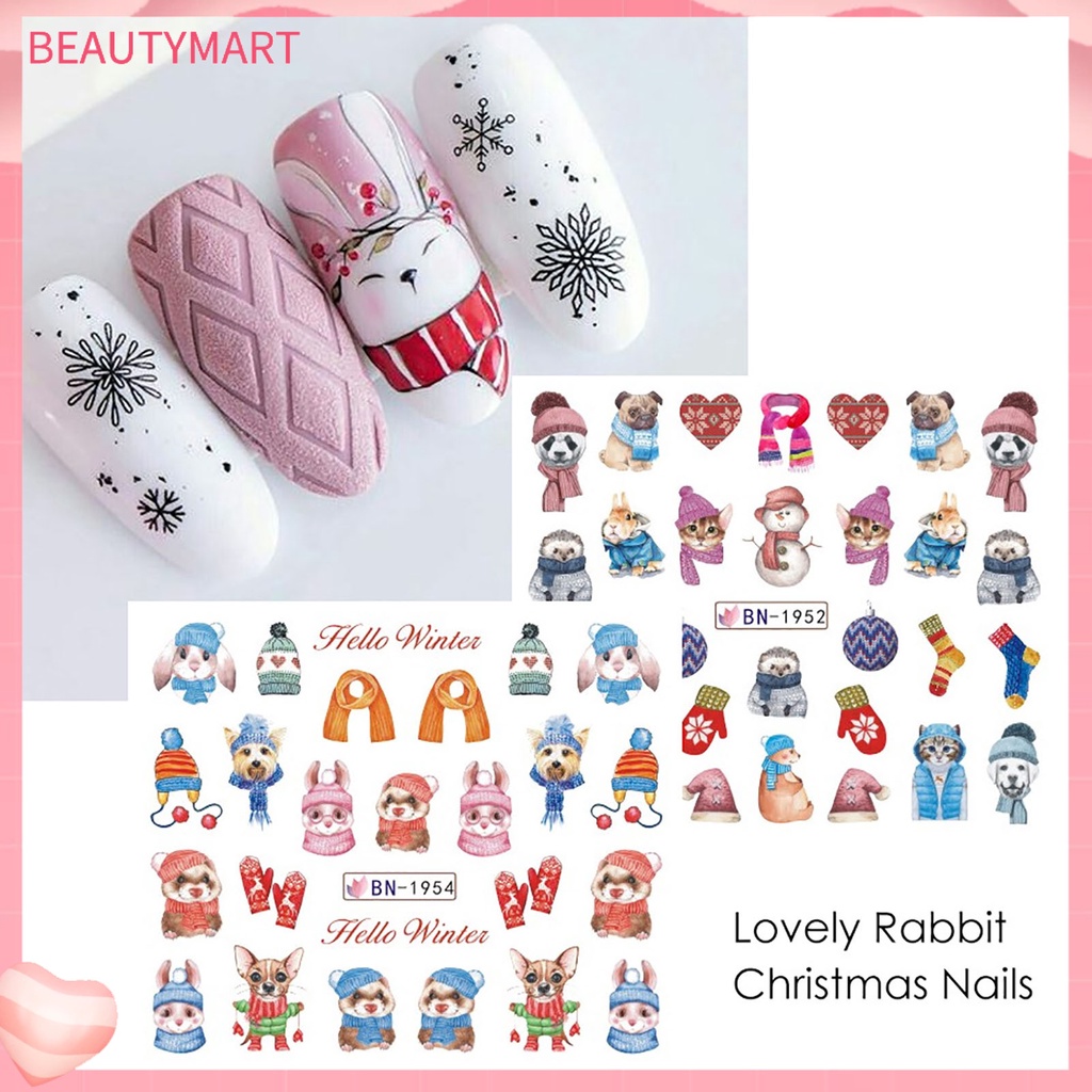 Miếng Dán Trang Trí Móng Tay Họa Tiết Bông Tuyết Giáng Sinh 3D Nhiều Màu Holographic