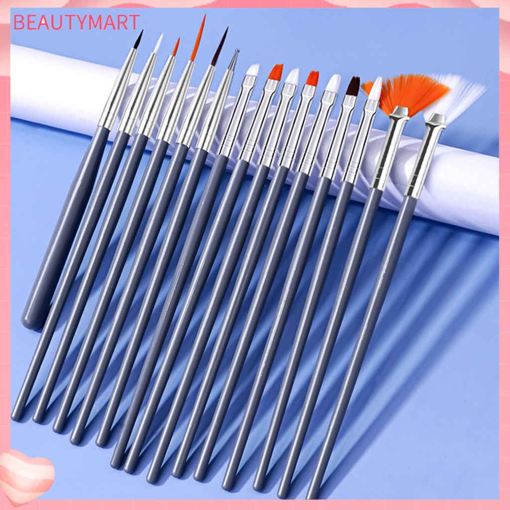 Bộ 15 Cọ Vẽ Móng Tay Đầu Mềm Không Phai Màu Hiệu Ứng Gradient DIY