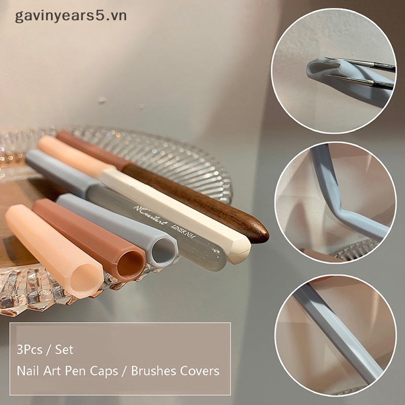 Set 3 Nắp Cọ Trang Trí Móng Tay Chuyên Dụng Cho Salon