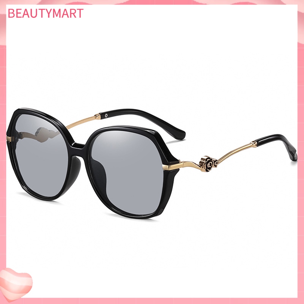 Kính Mát Phân Cực Chống Tia UV Gọng Lớn Họa Tiết Hoa Cho Nữ