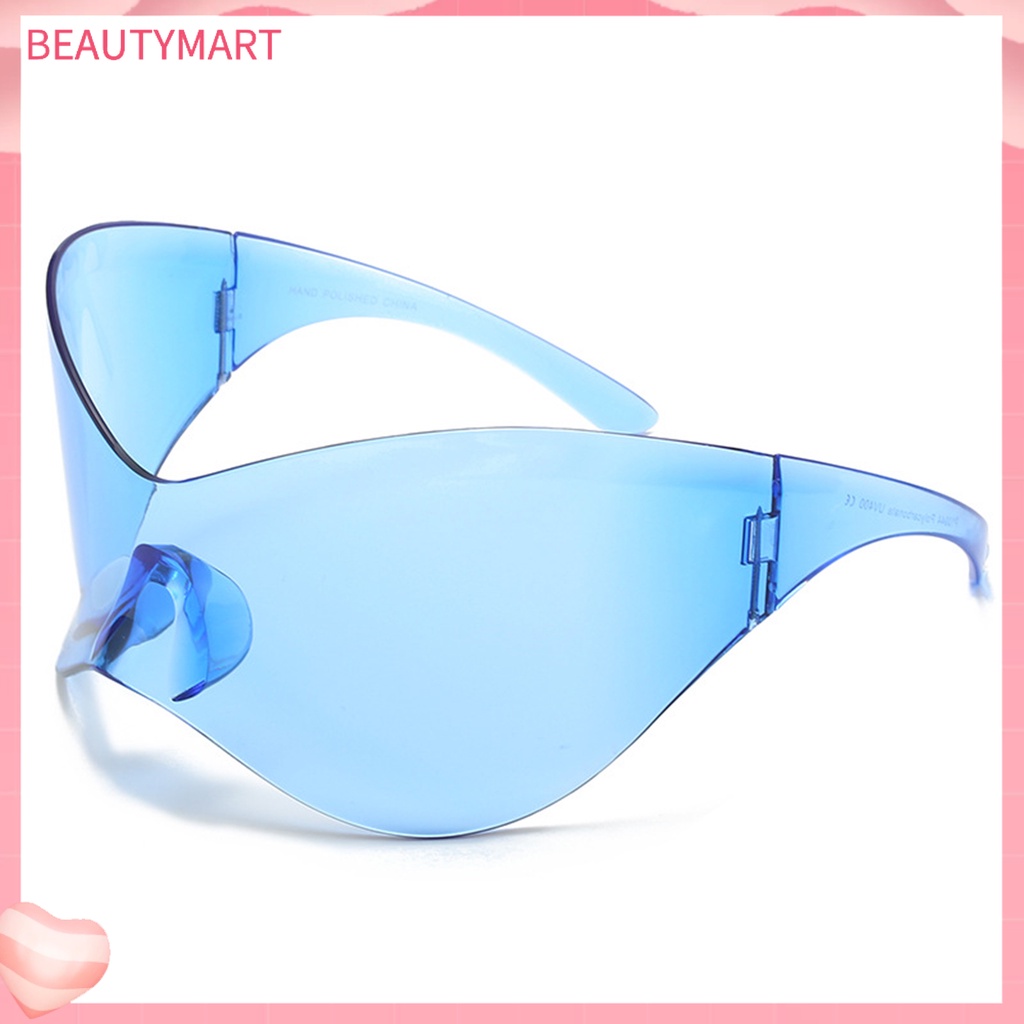 Kính Mát Một Mảnh Không Gọng Trong Suốt Chống Tia UV Phong Cách Punk Dành Cho Nam Nữ