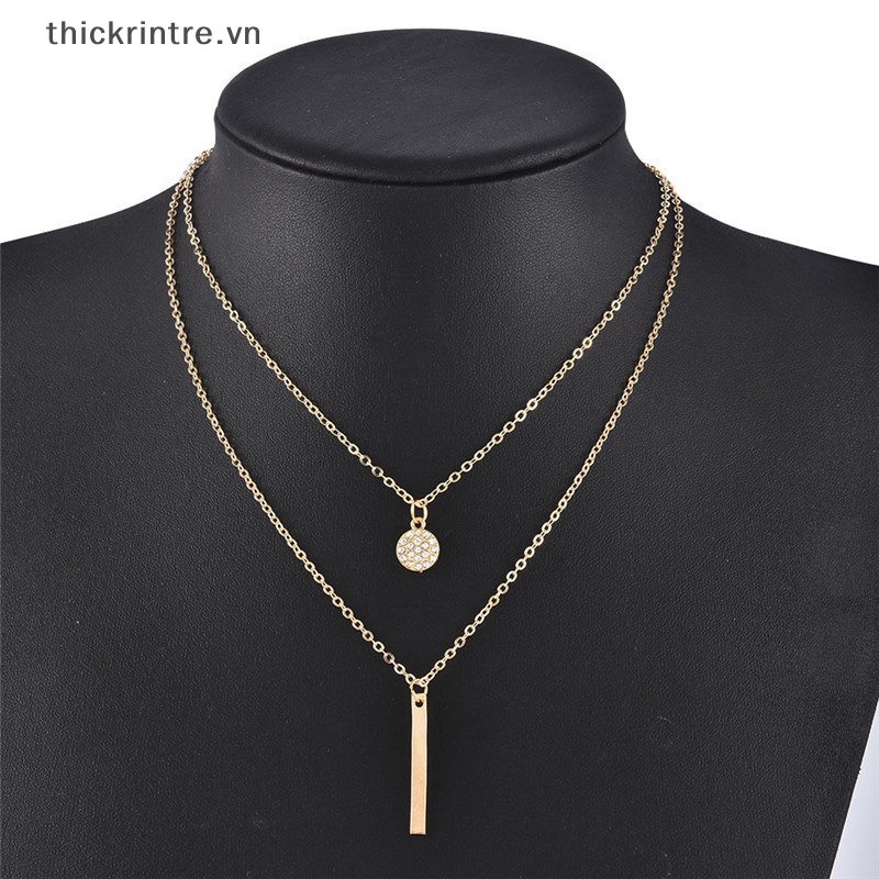 Vòng cổ Hai Lớp Dáng Dài Mặt Tròn Phong Cách Âu Mỹ Thời Trang Cho Nữ