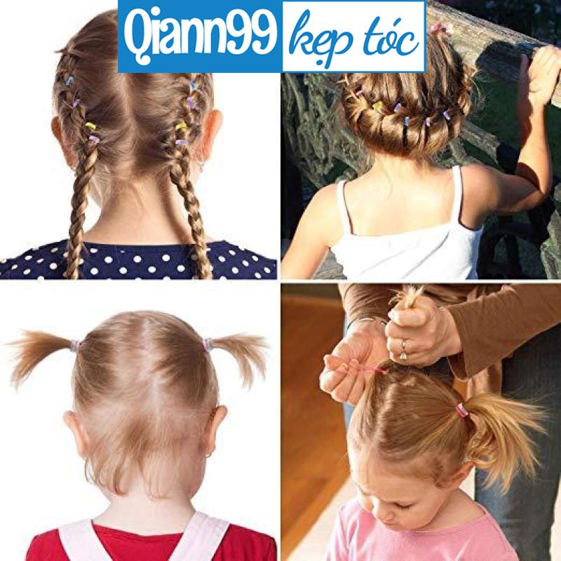 Set 100 dây buộc tóc thời trang bằng cao su dùng một lần dành cho bé gái