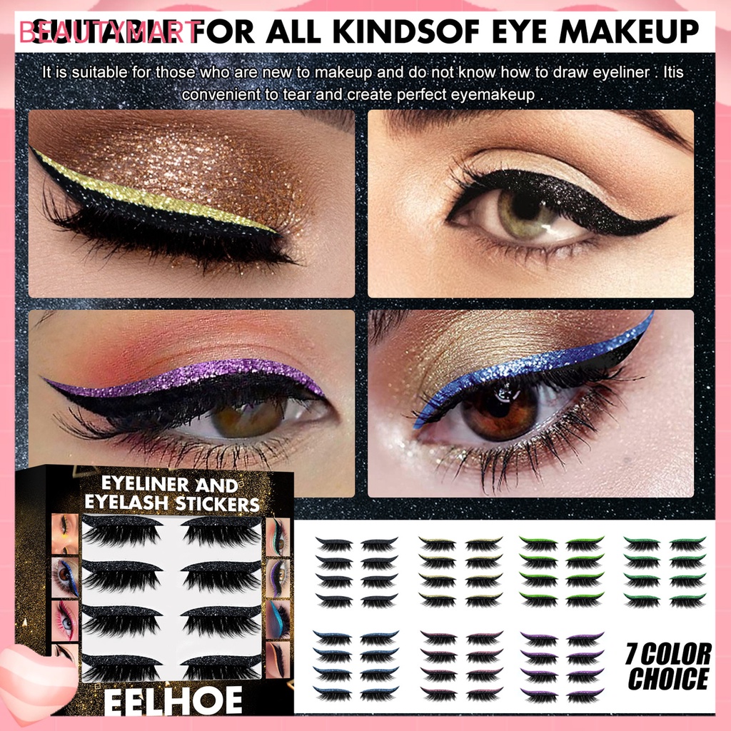 1 Hộp Miếng Dán Lông Mi Giả Bằng Nhựa Trọng Lượng Nhẹ Tự Dính