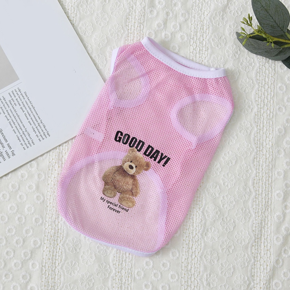 Áo Thun Lưới Mỏng Thoáng Khí In Họa Tiết Gấu Hoạt Hình Đáng Yêu Dành Cho Thú Cưng