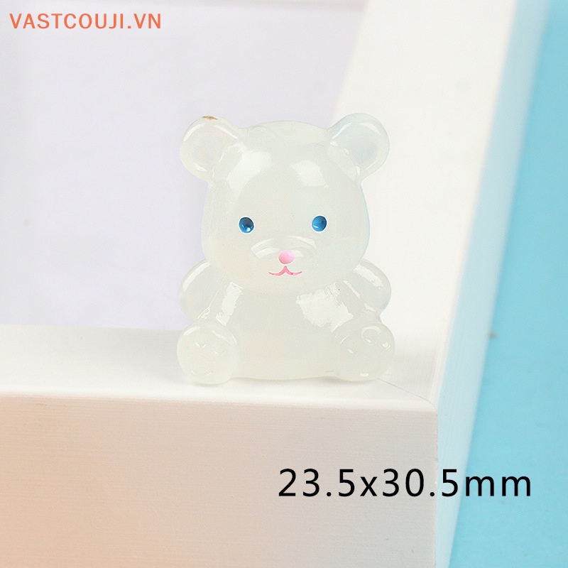 Bộ 2 Móc Khóa Hình Chú Gấu 3D Bằng Nhựa Resin Màu Dạ Quang DIY