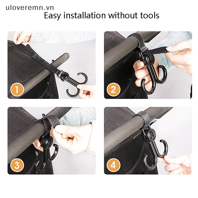 Bộ 2 Móc Treo Đồ Xoay 360 Độ Gắn Xe Đẩy Em Bé Tiện Dụng
