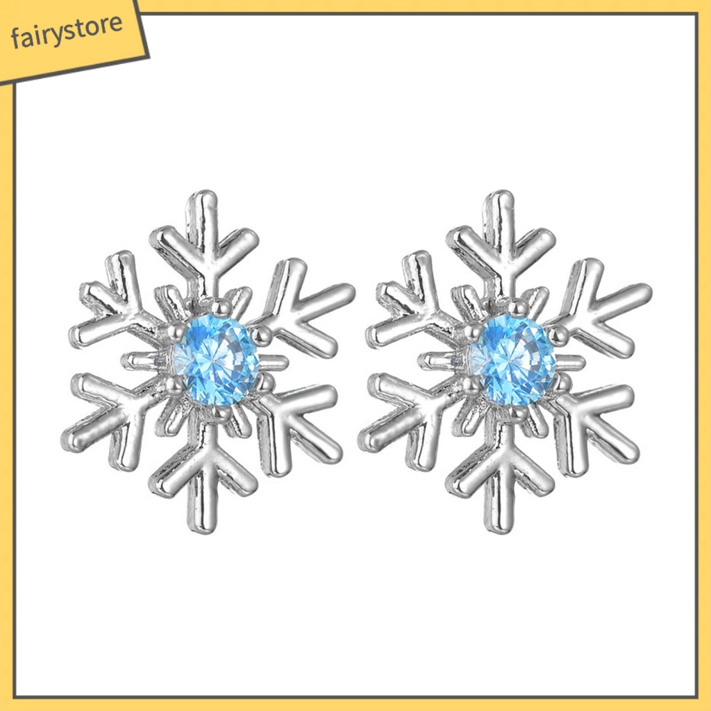 1 Đôi Bông Tai Hình Hoa Tuyết Đính Đá Lấp Lánh Trang Nhã Dành Cho Nữ