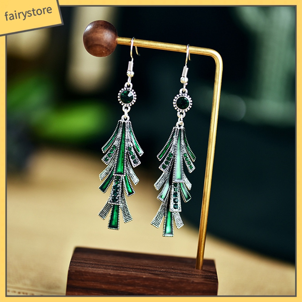 1 Đôi Bông Tai Tua Rua Bằng Hợp Kim Phong Cách Trung Hoa Dành Cho Nữ