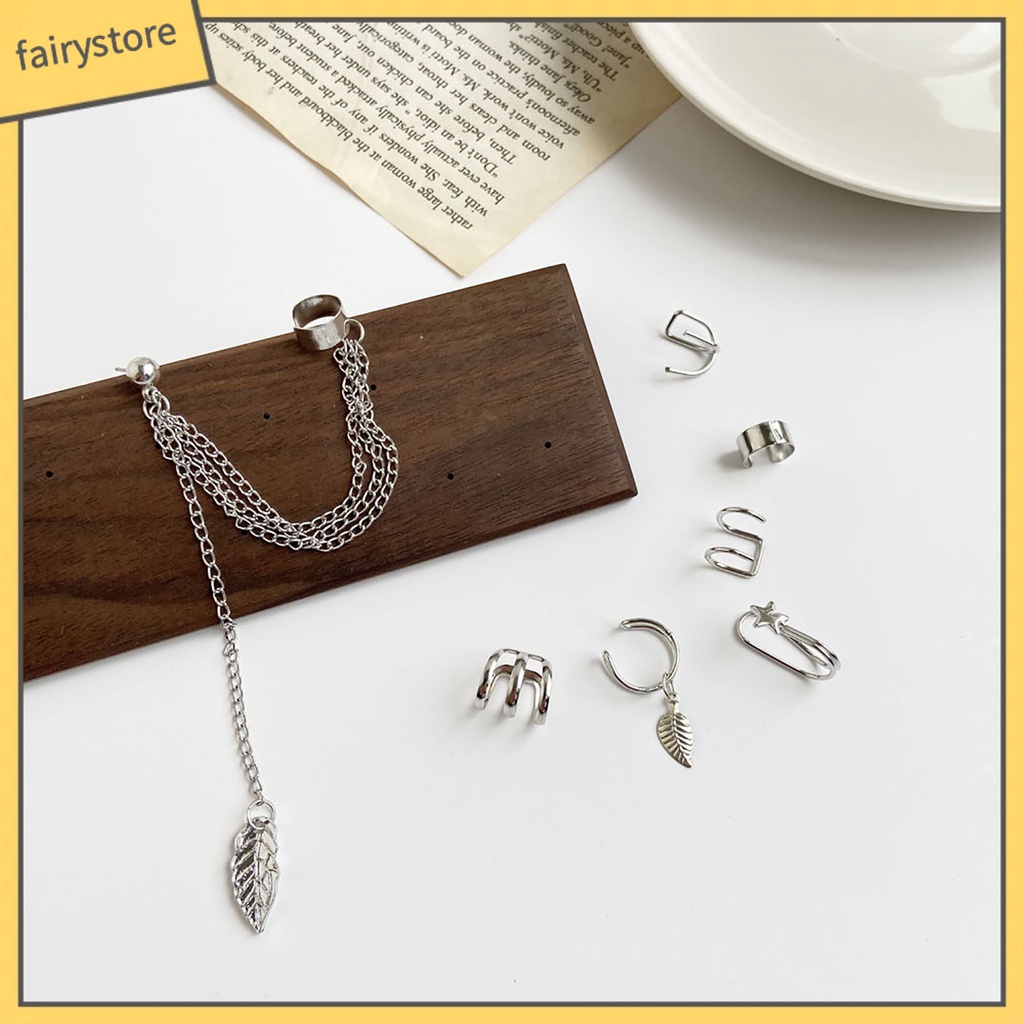 Set 7 Khuyên Tai Hợp Kim Nhỏ Xinh Phong Cách Đường Phố