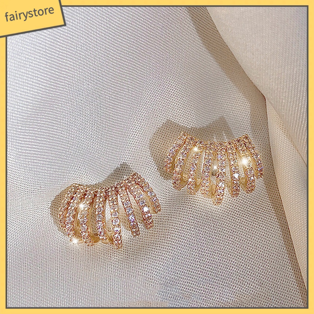 1 Đôi Bông Tai Đính Đá Lấp Lánh Dành Cho Nữ