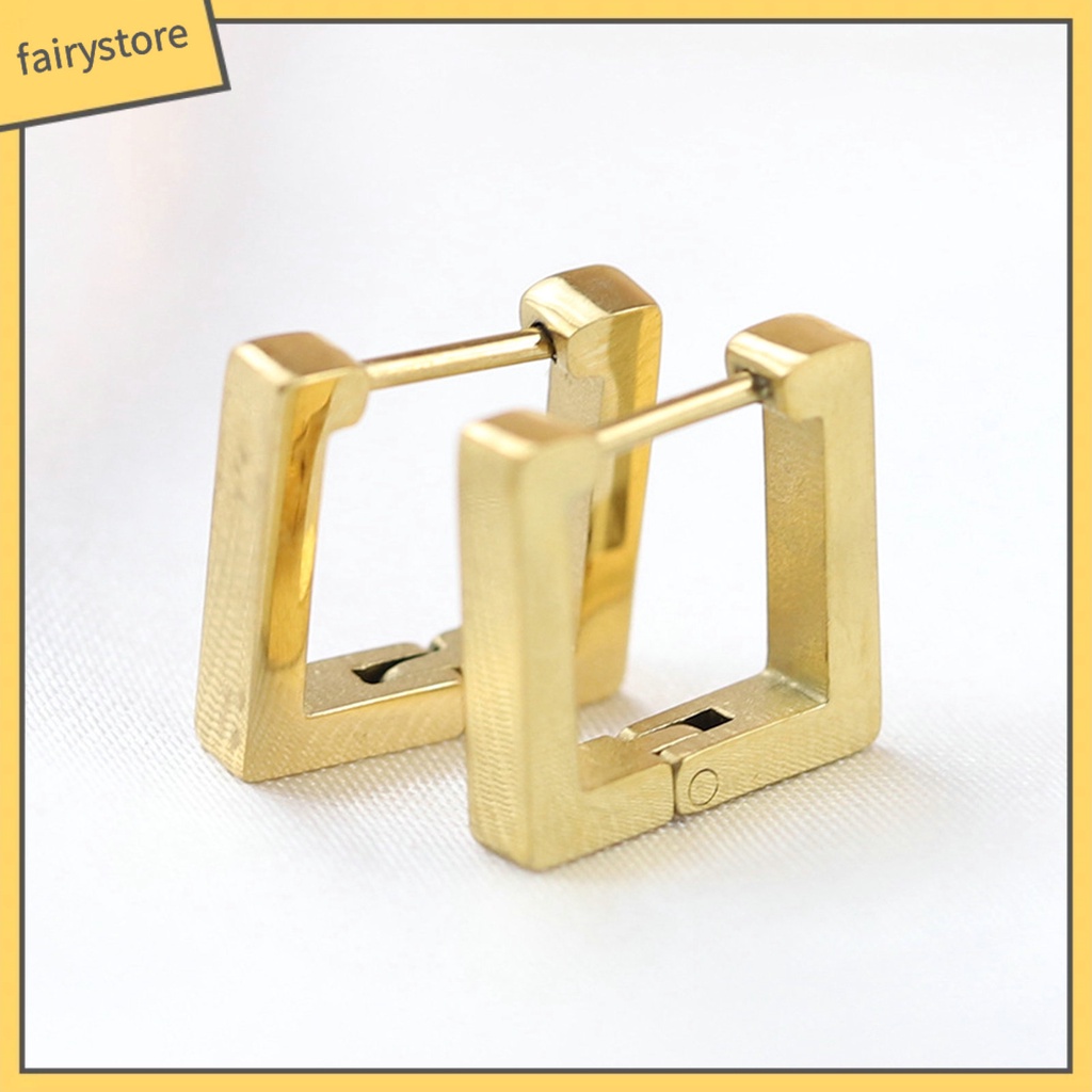 1 Đôi Bông Tai Hình Học Bằng Thép Titan Mạ Điện Không Phai Phong Cách Âu Mỹ