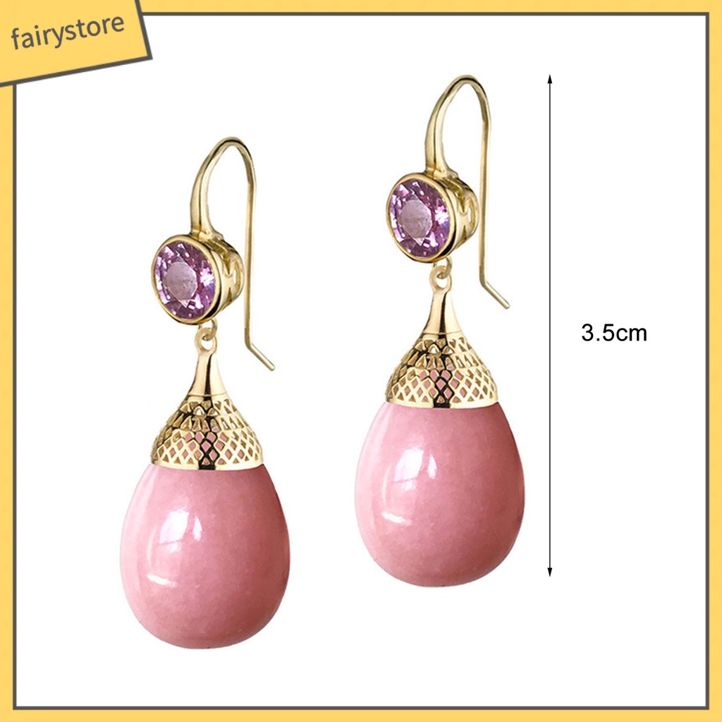 1 Đôi Bông Tai Hình Giọt Nước Trong Suốt Phong Cách Retro Dành Cho Nữ