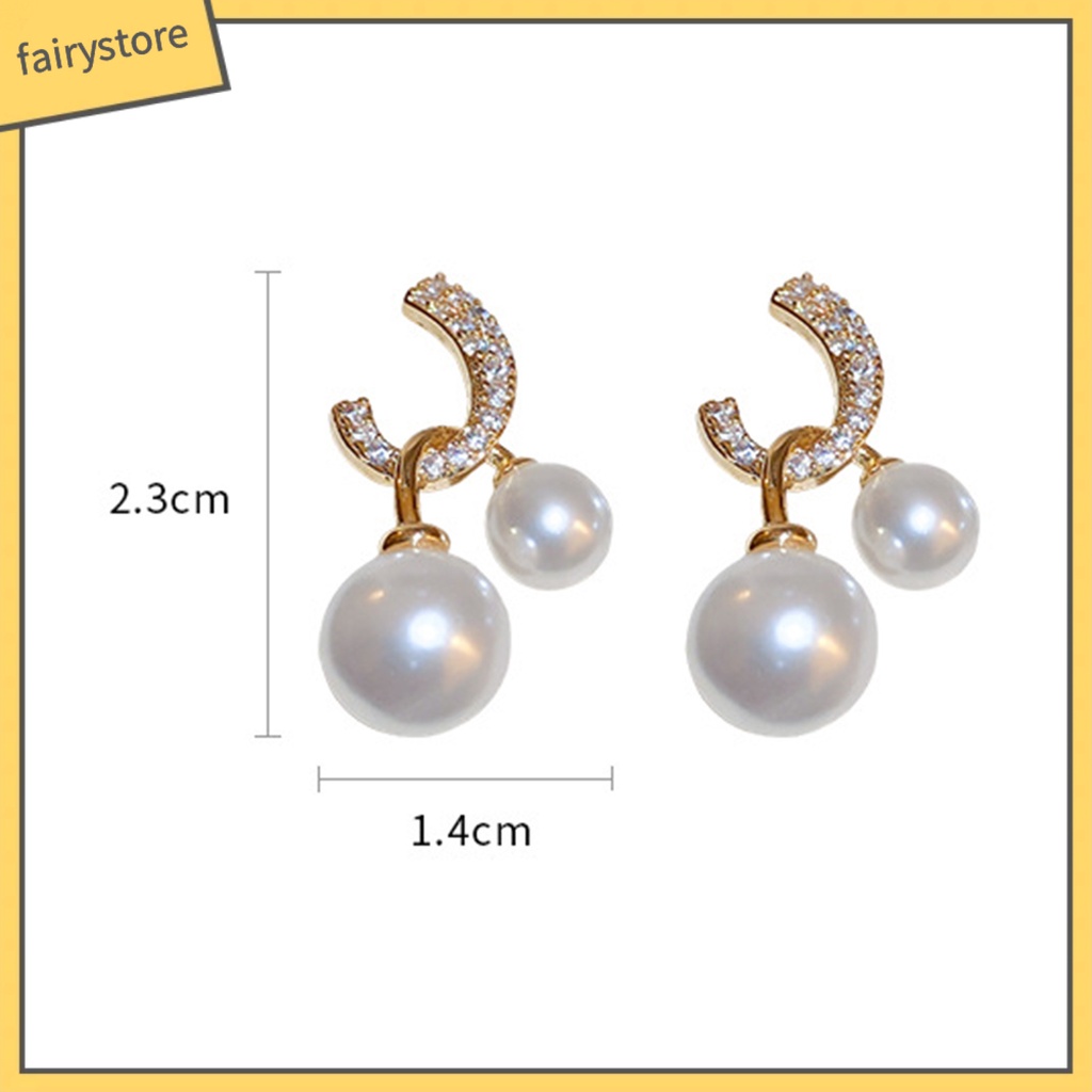 1 Đôi Bông Tai Xỏ Lỗ Đính Ngọc Trai Giả Thời Trang Dành Cho Nữ