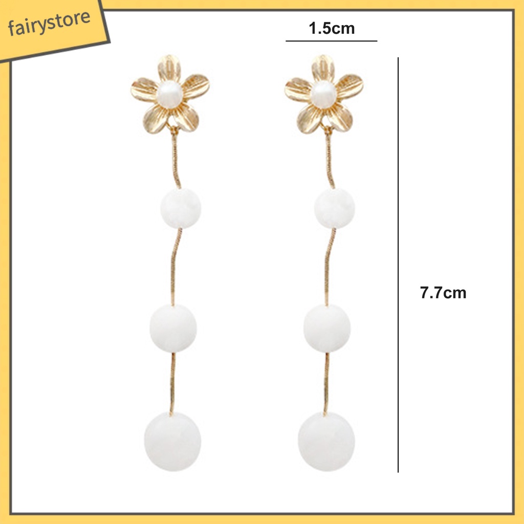 1 Đôi Bông Tai Hình Hoa Đính Ngọc Trai Giả Thời Trang