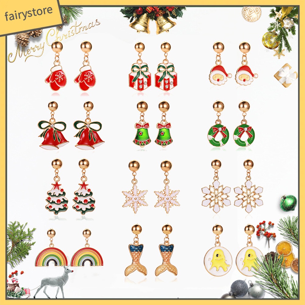 Bông Tai Hình Hoa Tuyết / Bí Ngô / Cây Thông Giáng Sinh Thời Trang Cho Nữ