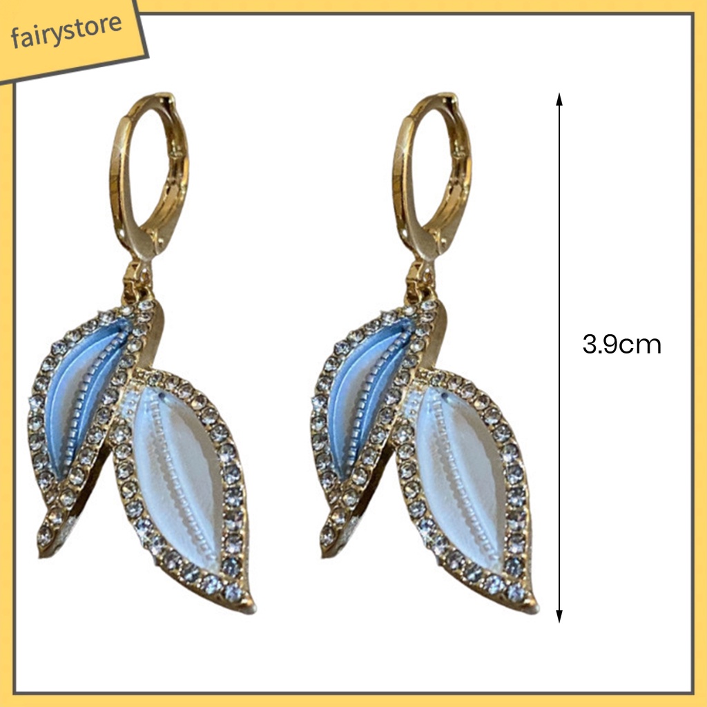 1 Đôi Bông Tai Hình Chiếc Lá Đính Đá Sang Trọng Dành Cho Nữ