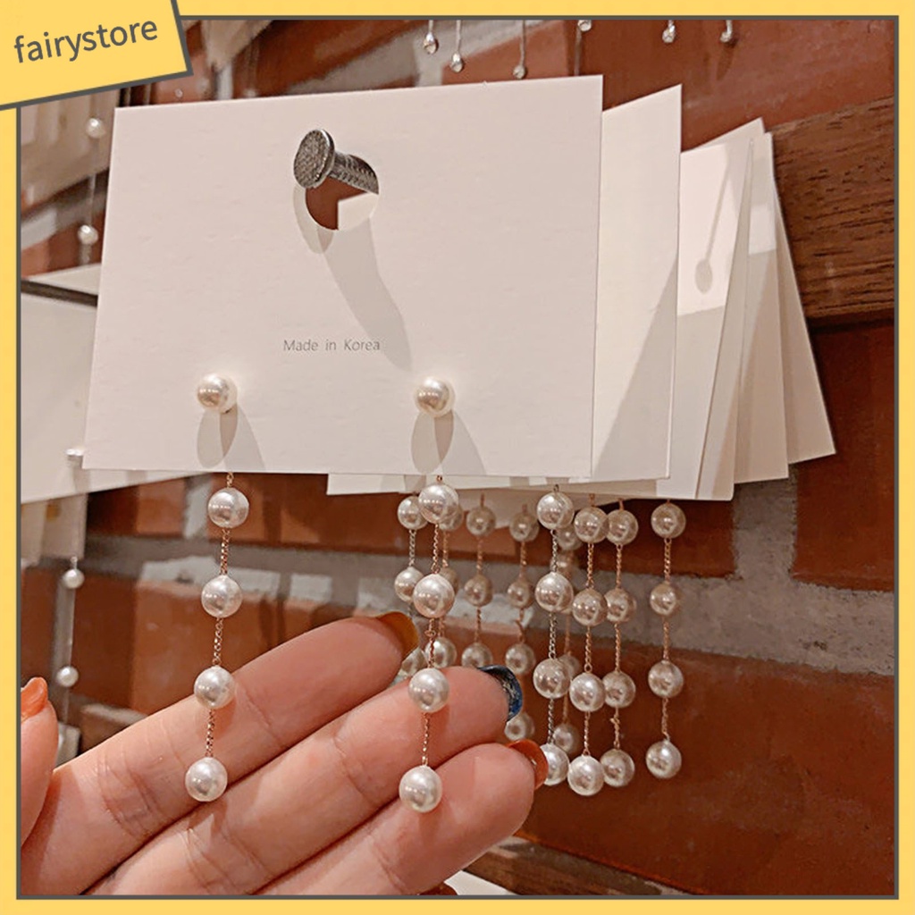 Khuyên Tai Tua Rua Đính Ngọc Trai Nhân Tạo Phong Cách Hàn Quốc