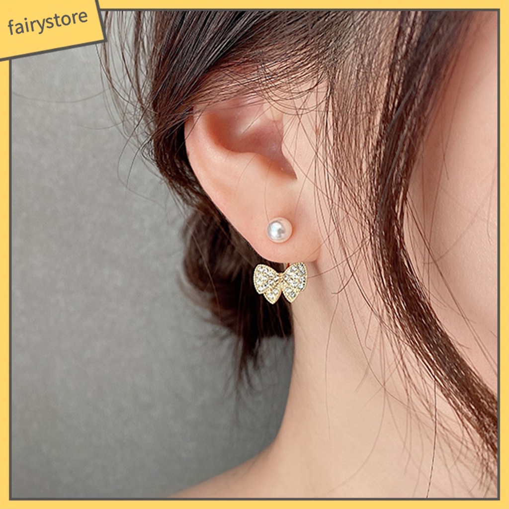 1 Đôi Bông Tai Đính Đá Bằng Hợp Kim Thoải Mái Dành Cho Nữ