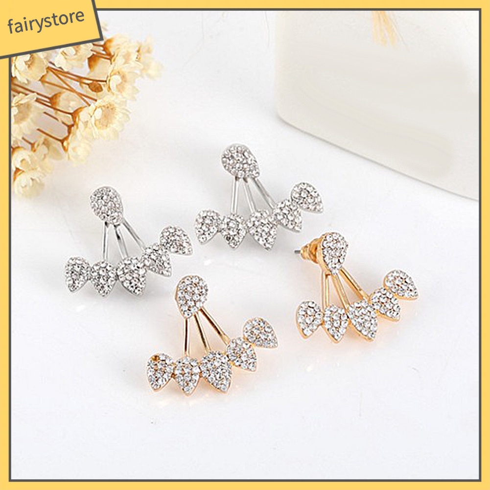 Bông Tai Đinh Tán Hình Giọt Nước Đính Đá Sang Trọng Cho Nữ