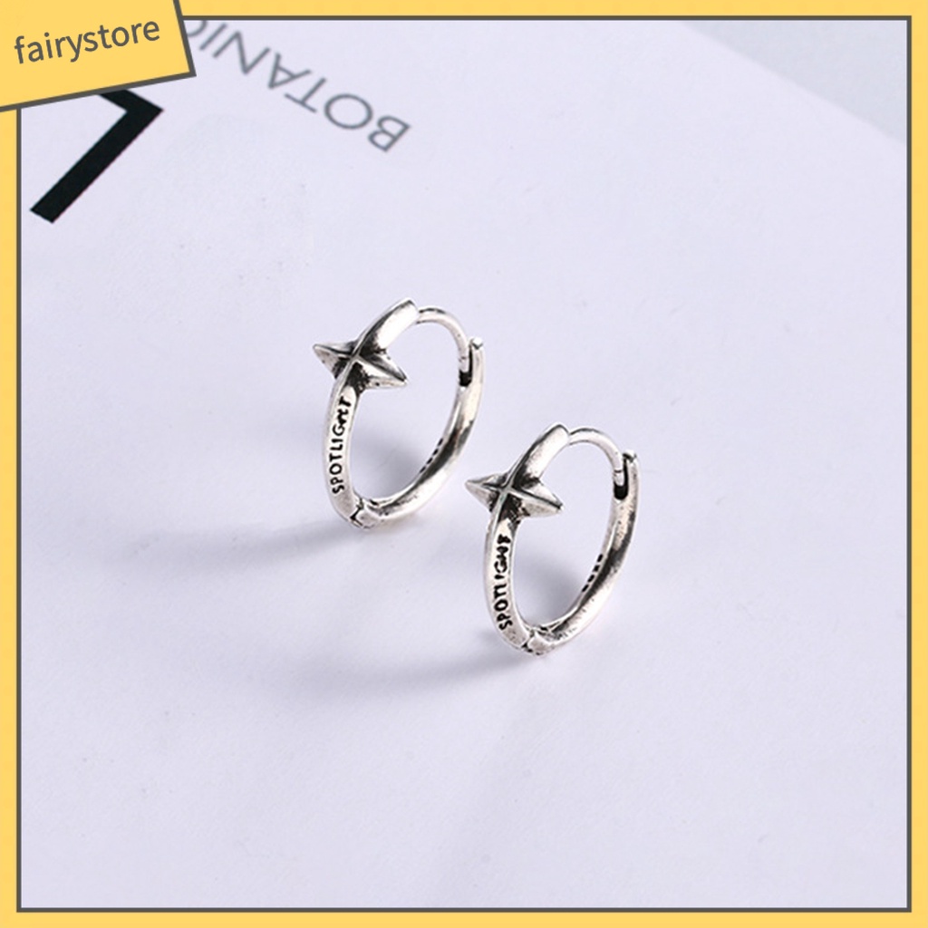 [FRO] 1 Bông Tai Hình Học Chữ Thập Lấp Lánh Phong Cách Vintage Bắt Mắt Hàng Ngày Cho Nữ