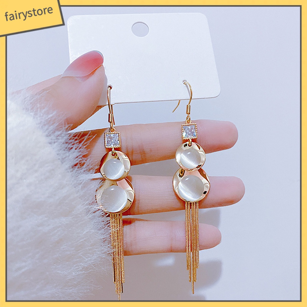 1 Đôi Bông Tai Dáng Dài Hình Học Thắt Nơ Phong Cách Hàn Quốc Thời Trang Dành Cho Nữ