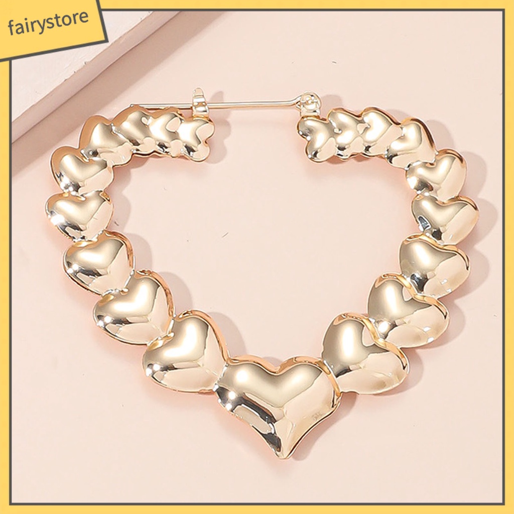 1 Cặp Bông Tai Hình Trái Tim Mạ Màu Trơn Phong Cách Cổ Điển Cho Nữ