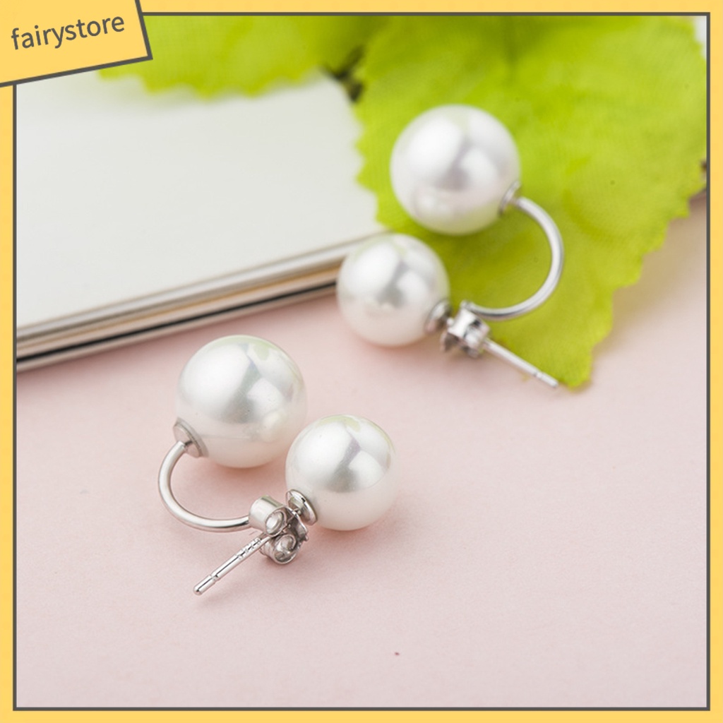 1 Đôi Bông Tai Hình Chữ C Đính Ngọc Trai Giả Thời Trang Dành Cho Nữ