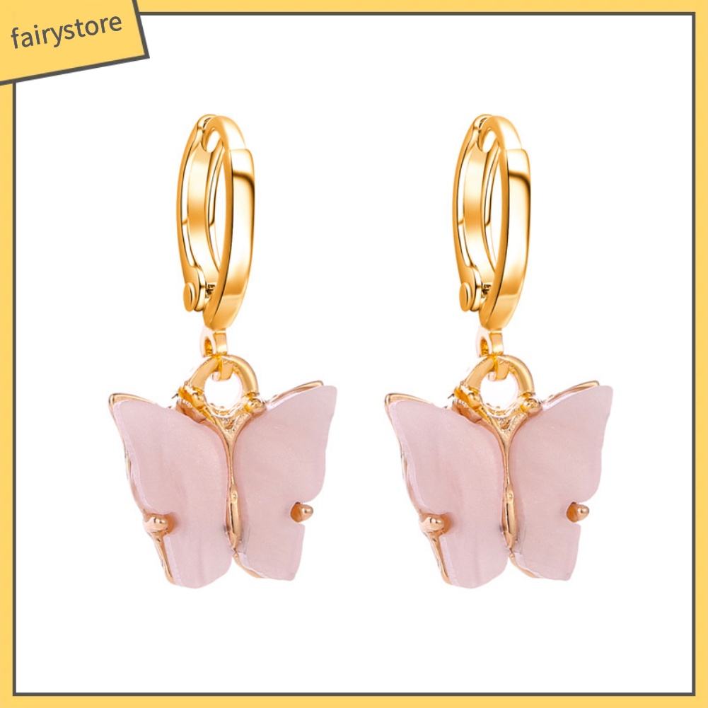 Bông Tai Acrylic Hình Bướm Màu Sắc Ngọt Ngào Thời Trang Cho Nữ