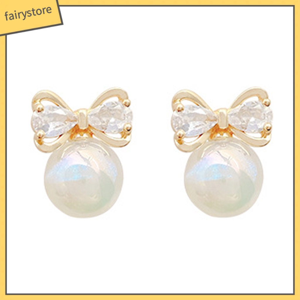 1 Đôi Bông Tai Hình Nơ Bằng Hợp Kim Tinh Tế Thời Trang