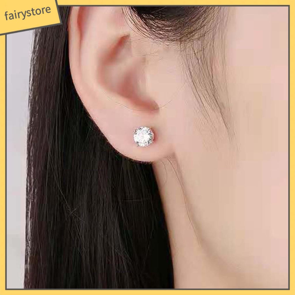 1 Đôi Bông Tai Hình Học Đính Đá Phong Cách Hàn Quốc Thời Trang