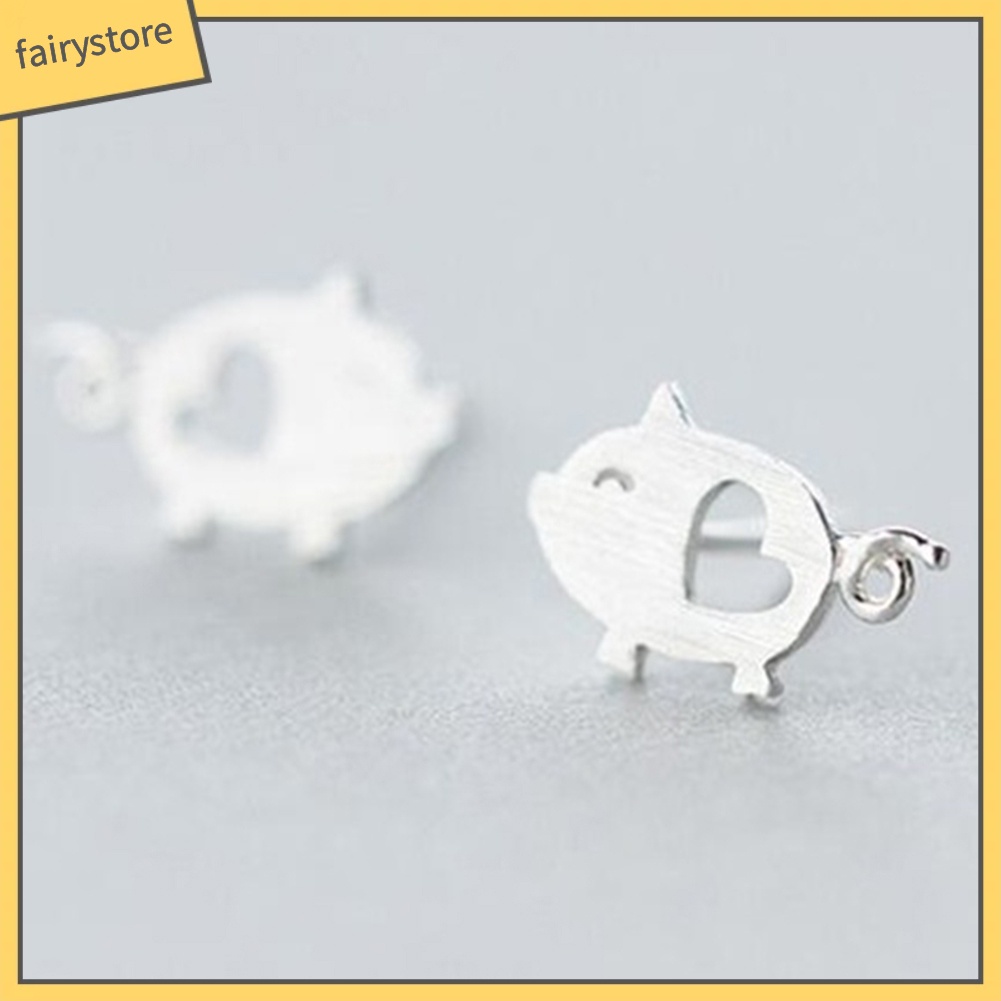 Bông Tai Hình Chú Heo Hoạt Hình Trái Tim Rỗng Thời Trang Cho Nữ