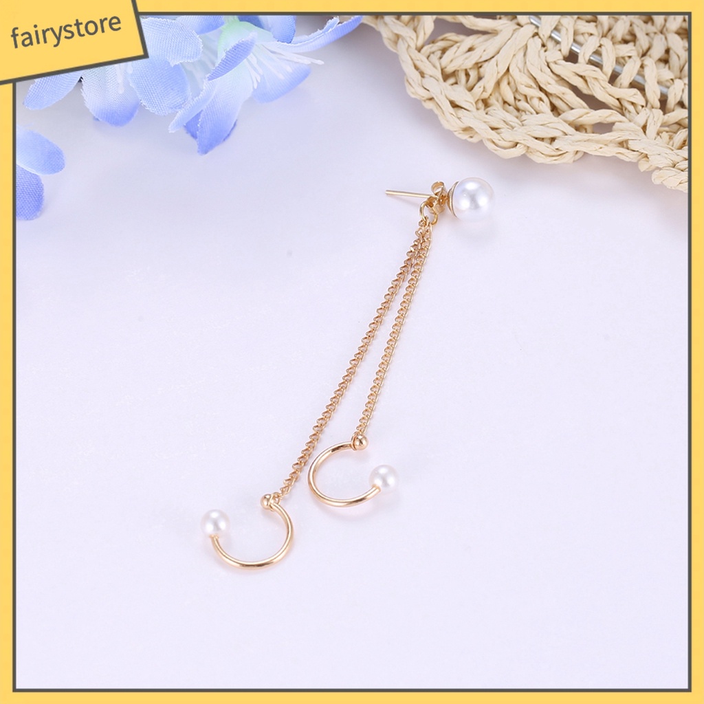 1 Khuyên Vành Tai Chuỗi Đính Ngọc Trai Nhân Tạo Thời Trang