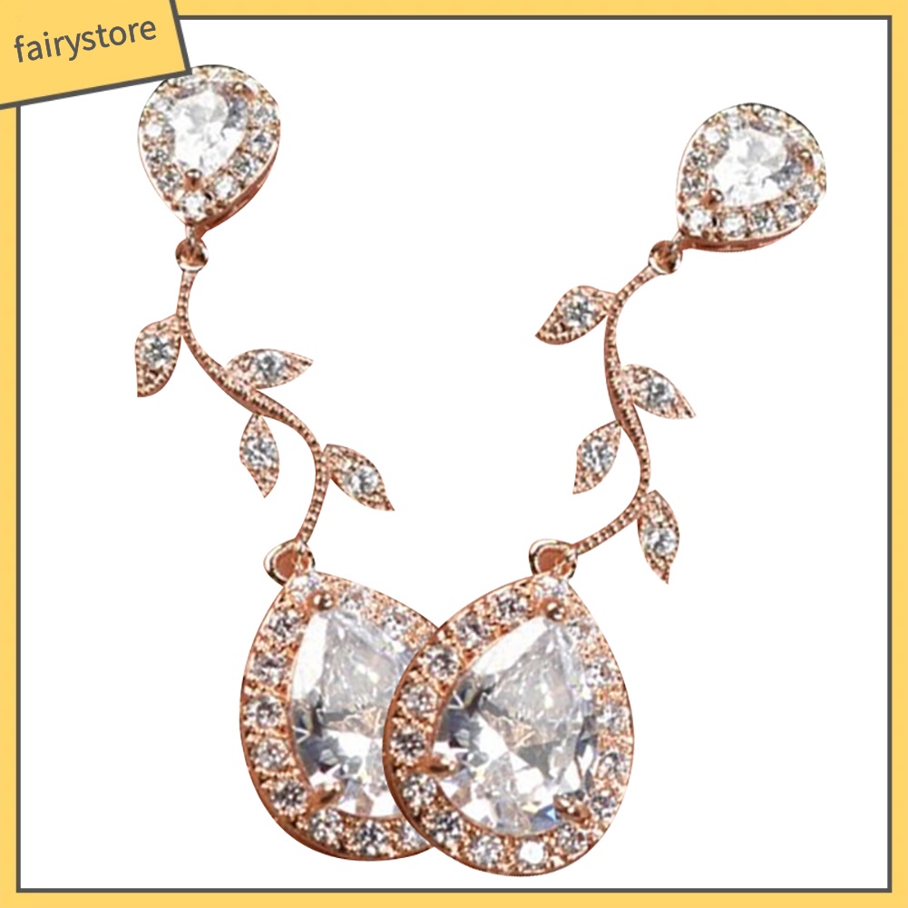 Bông Tai Hình Giọt Nước Đính Đá Zircon Thời Trang Dành Cho Nữ