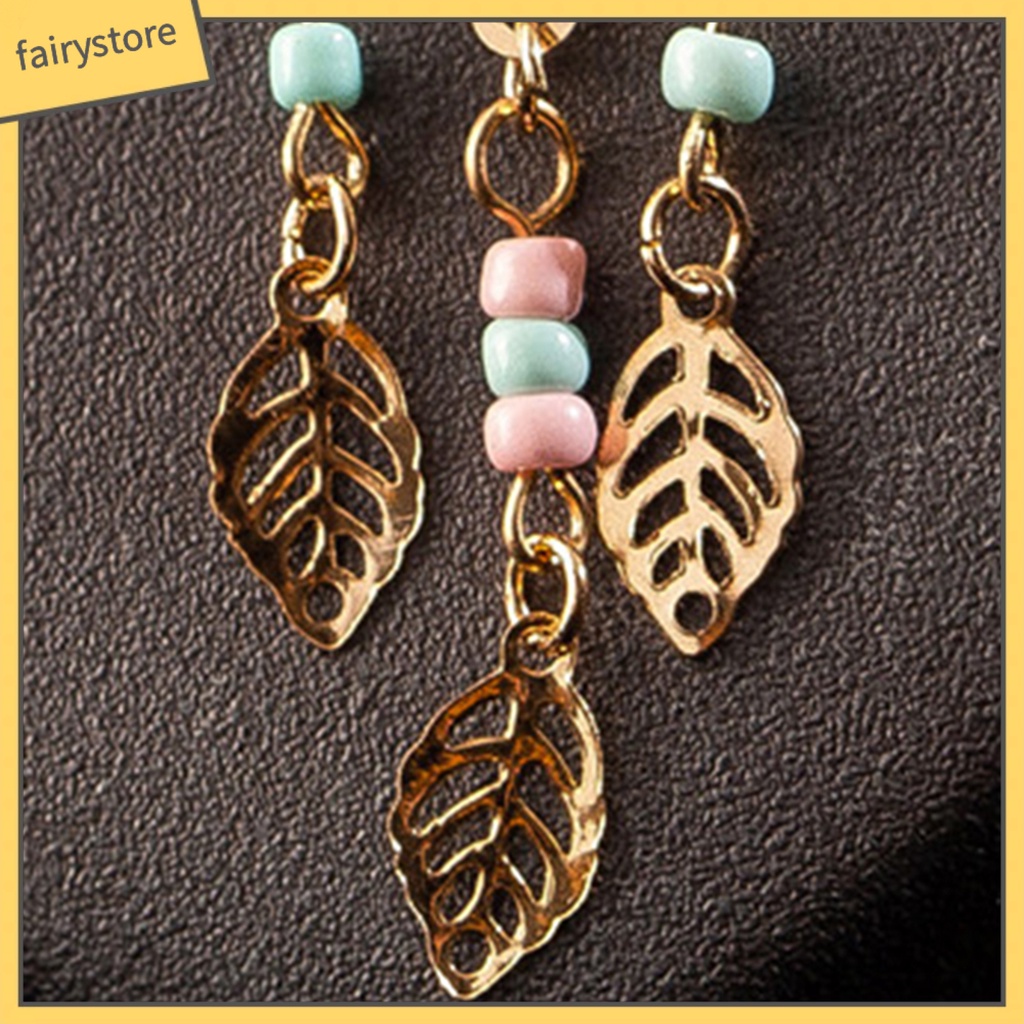 1 Đôi Bông Tai Hình Chiếc Lá Đính Hạt Thời Trang Dành Cho Nữ