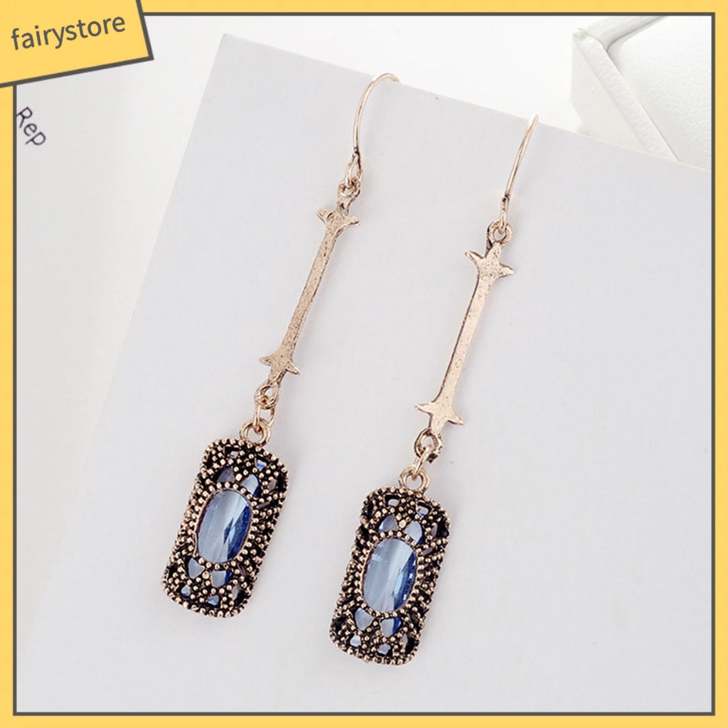 1 Đôi Bông Tai Dài Đính Đá Zircon Lấp Lánh