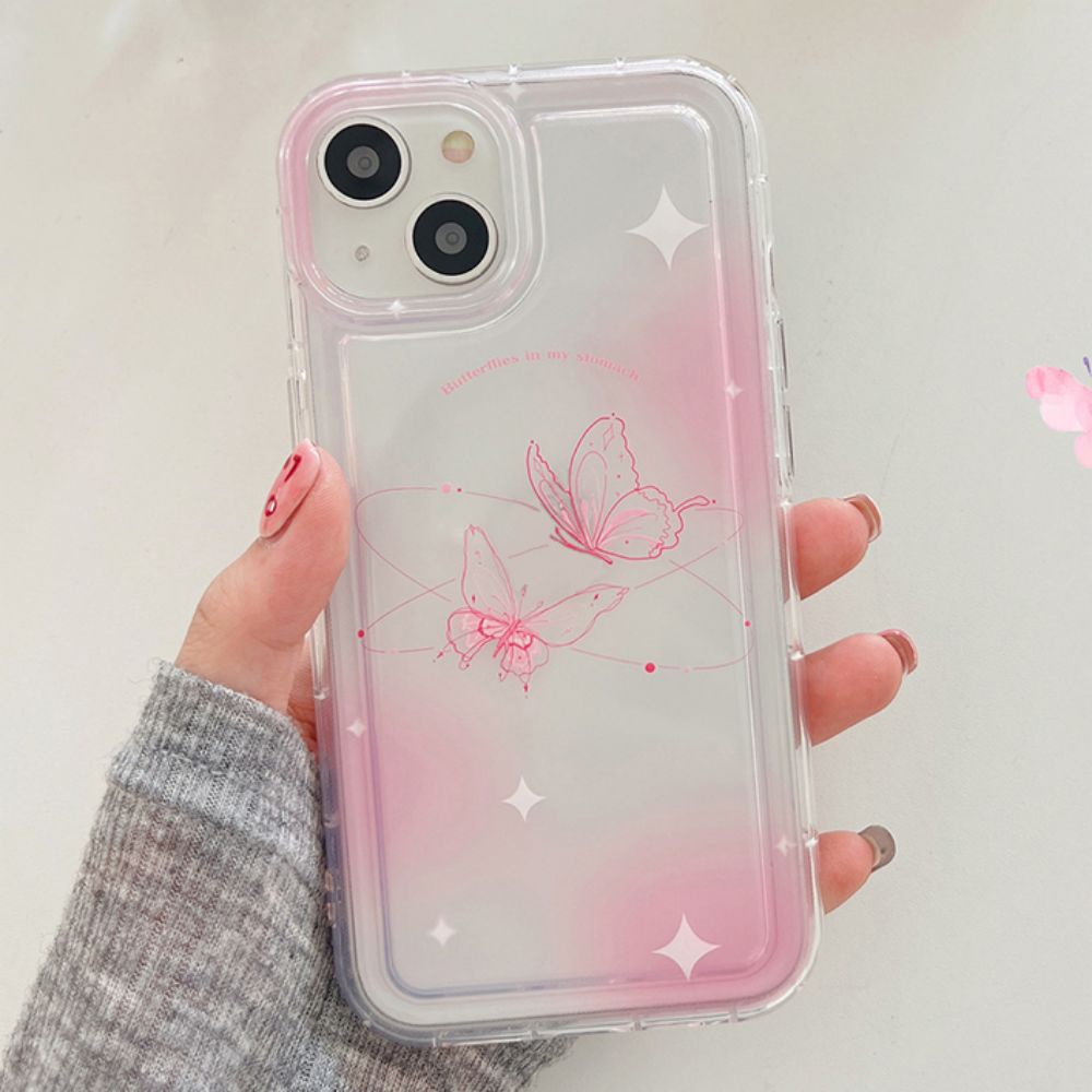 Ốp Điện Thoại TPU Mềm Bảo Vệ Chống Sốc In Hình Bướm Hồng Cho IPhone 11 14 13 12 Pro Max XS XR 7 8 Plus