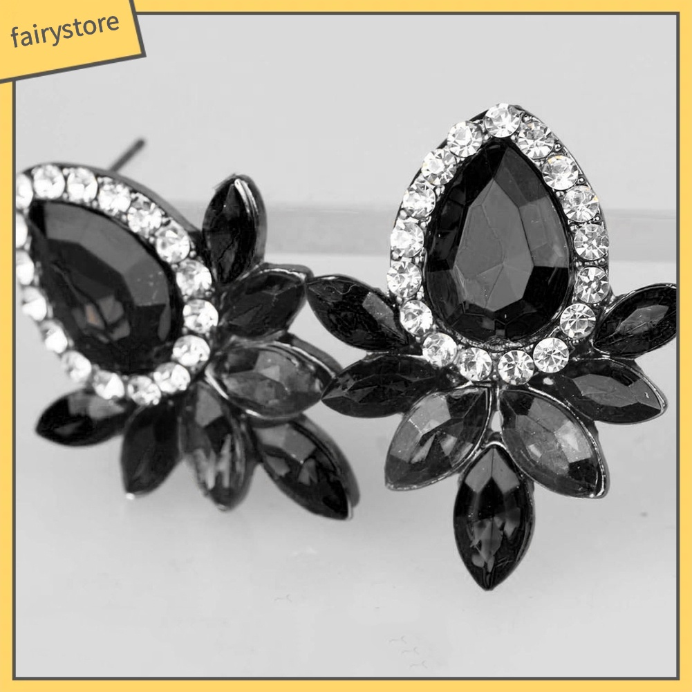 Bông Tai Giọt Nước Đính Đá Sang Trọng Cho Nữ