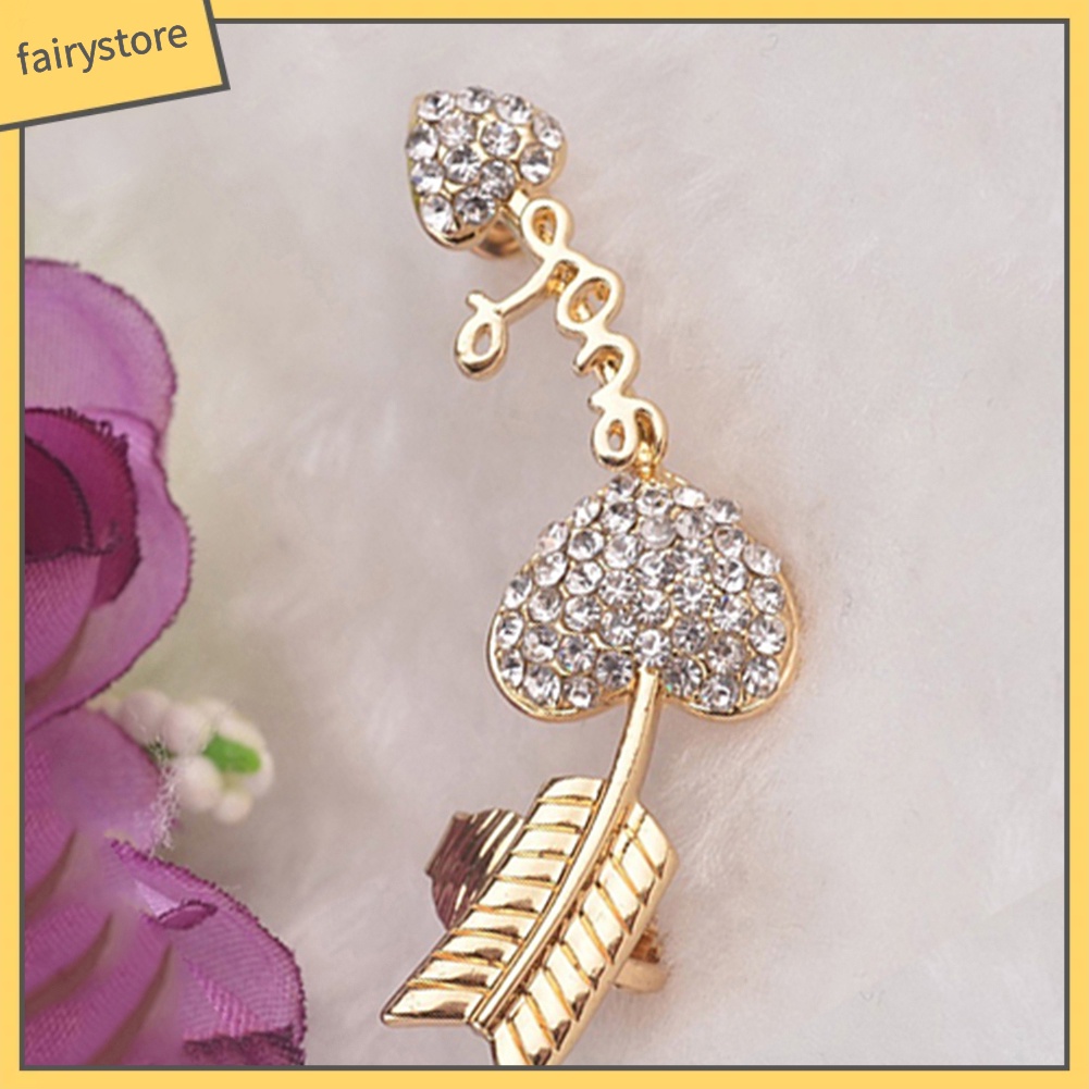 1 Khuyên Vành Tai Hình Mũi Tên / Trái Tim Đính Đá Thời Trang Cho Nữ