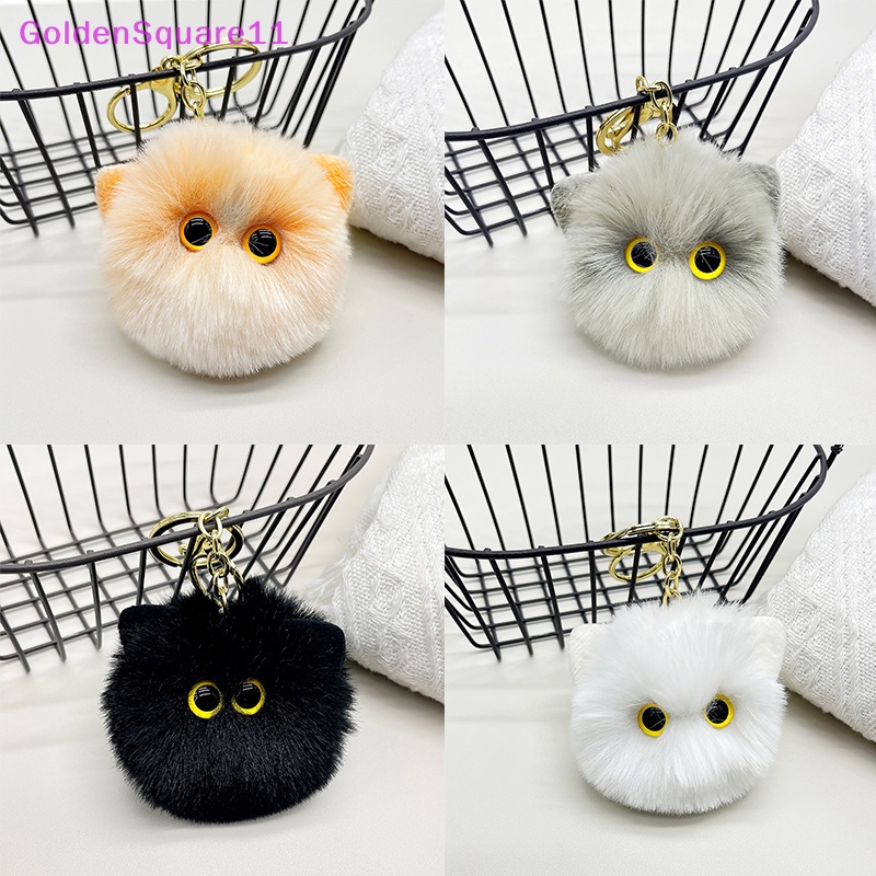 Móc Khóa Hình Mèo Nhồi Bông Màu Vàng Kim Dễ Thương