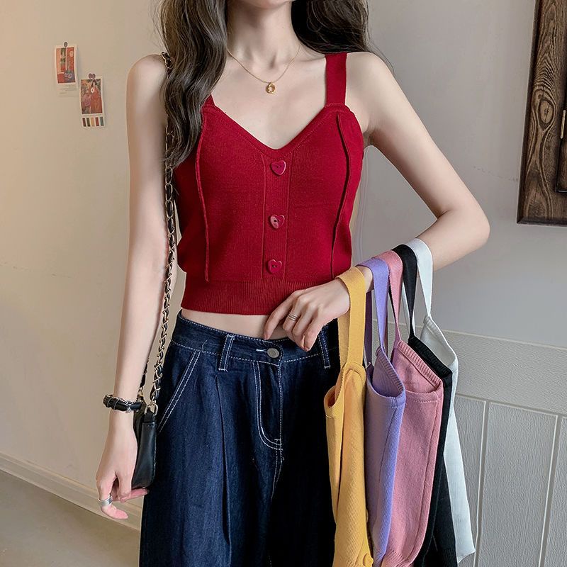 Áo Hai Dây Dệt Kim Màu Sắc Thời Trang Mùa Hè Cho Bé Gái