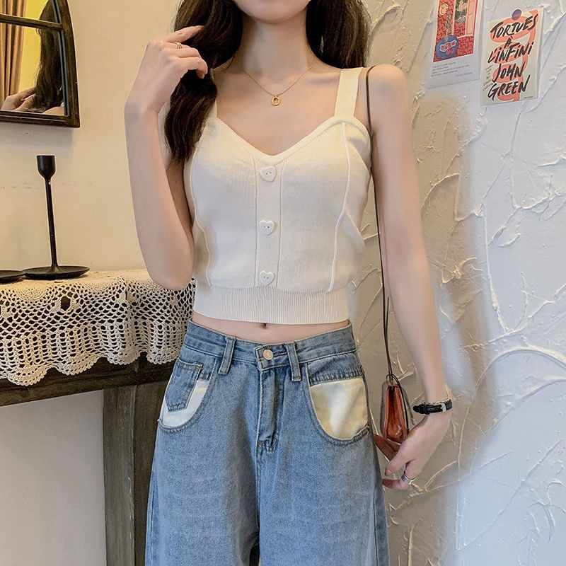 Áo Hai Dây Dệt Kim Màu Sắc Thời Trang Mùa Hè Cho Bé Gái