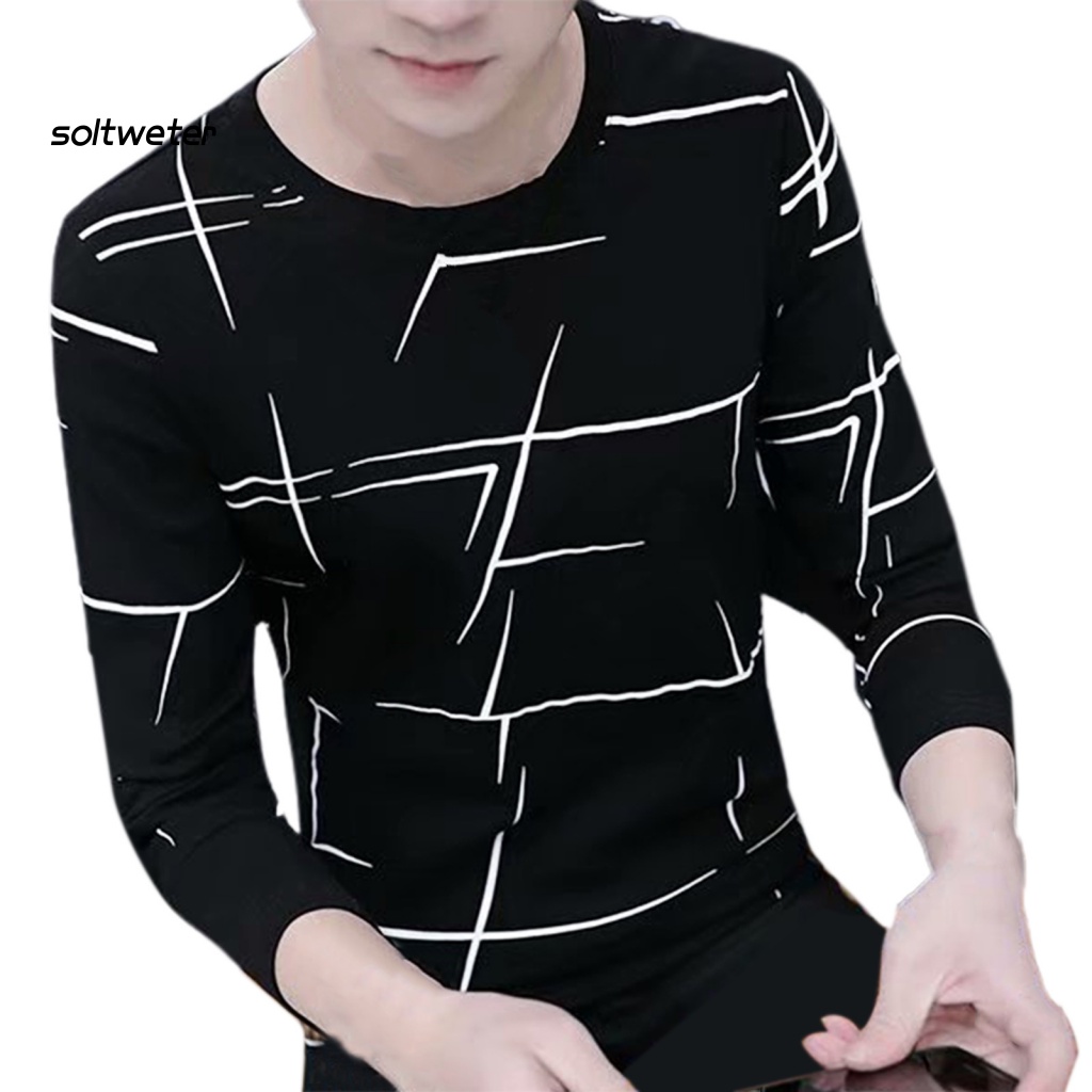 Áo Sơ Mi Cổ TròN Kẻ SọC Phong CáCh Vintage MềM MạI Cho Nam