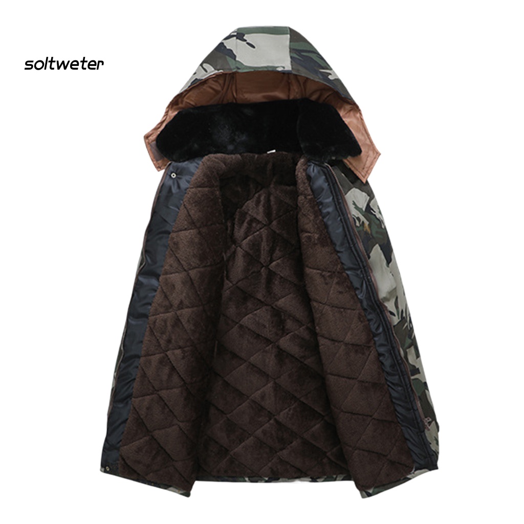 Áo Khoác Tay Dài Có Khóa Kéo Họa Tiết Rằn Ri Lót Lông Chống Lạnh Plus Size Cho Nam