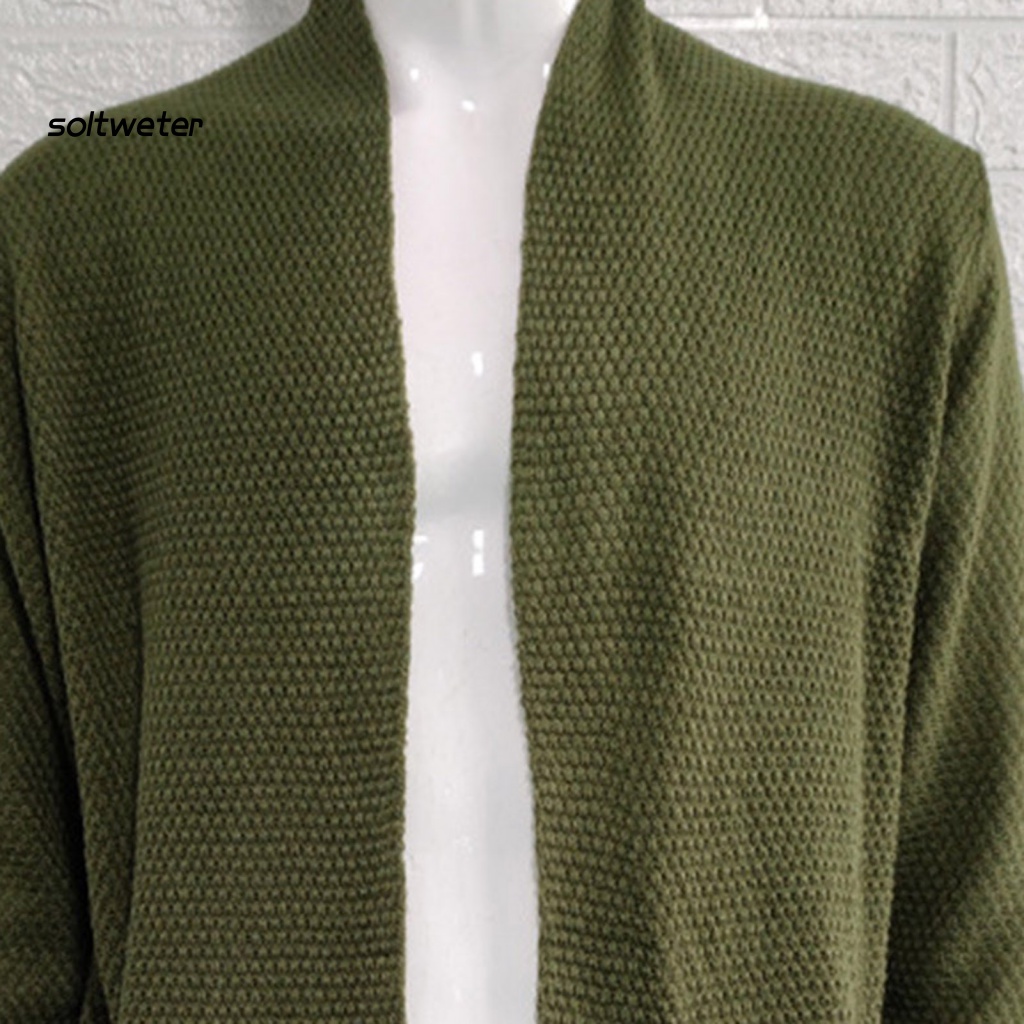 Áo Khoác Sweater Dệt Kim Tay Dài Màu Sắc Trơn Thiết Kế Rách Cá Tính Thời Trang Thu Đông Cho Nam Giới