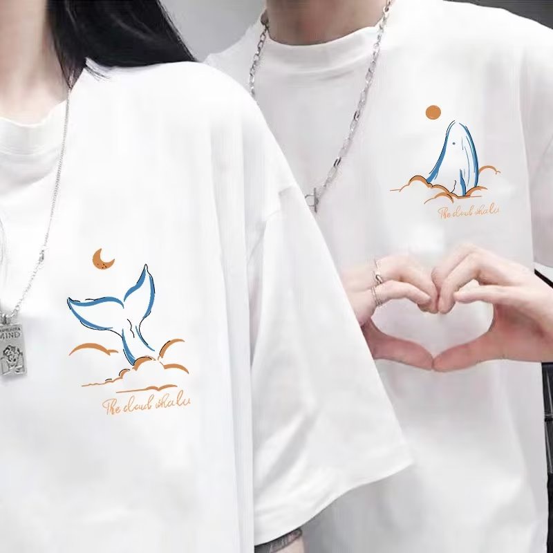 EERSHENSHI Áo Choàng Vải Thời Trang Dạo Phố Năng Động|Áo Thun Tay Ngắn Thời Trang Mới Cho Cặp Đôi